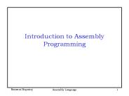 Introduction to Assembly Programming