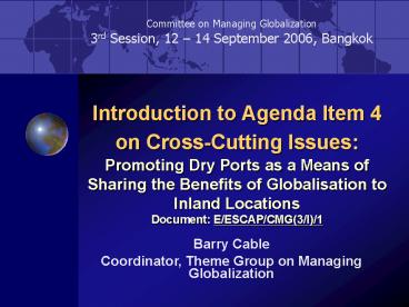 REAgenda Item 1 Intergovernmental Agreement on Asian Highway