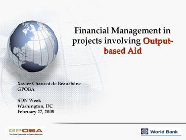 Financial Management in projects involving Output-based Aid