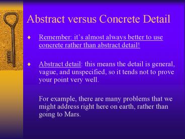 Abstract versus Concrete Detail