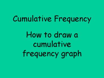 Cumulative Frequency