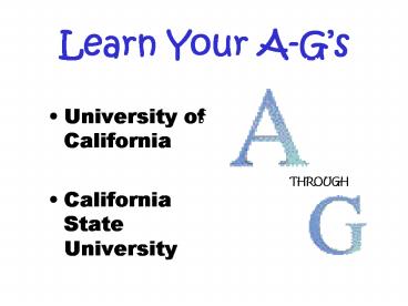 Learn Your AGs