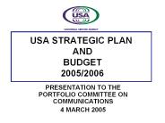 USA STRATEGIC PLAN AND BUDGET 2005/2006