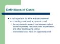 Definitions of Costs PowerPoint PPT Presentation