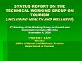 STATUS REPORT ON THE TECHNICAL WORKING GROUP ON TOURISM INCLUDING HEALTH AND WELLNESS 4th Meeting of PowerPoint PPT Presentation