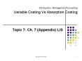 Introductory Management Accounting Variable Costing Vs Absorption Costing PowerPoint PPT Presentation