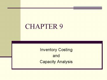 Inventory Costing