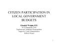CITIZEN PARTICIPATION IN LOCAL GOVERNMENT BUDGETS PowerPoint PPT Presentation