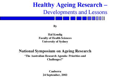 Healthy Ageing Research 