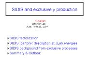 SIDIS and exclusive r production