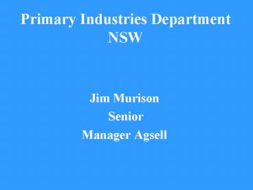 Primary Industries Department NSW