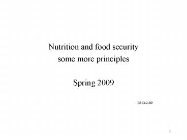 Nutrition and food security