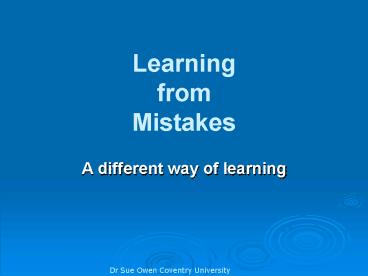 Learning from Mistakes