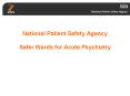 National Patient Safety Agency Safer Wards for Acute Psychiatry PowerPoint PPT Presentation
