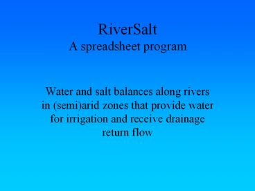RiverSalt A spreadsheet program