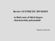 Review SYNTHETIC DIVISION