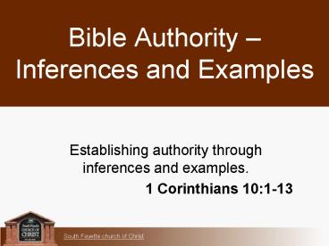 Bible Authority Inferences and Examples