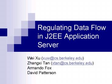 Regulating Data Flow in J2EE Application Server