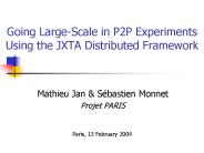Going Large-Scale in P2P Experiments Using the JXTA Distributed Framework