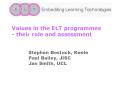Values in the ELT programmes their role and assessment PowerPoint PPT Presentation