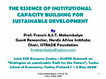 THE ESSENCE OF INSTITUTIONAL CAPACITY BUILDING FOR SUSTAINABLE DEVELOPMENT