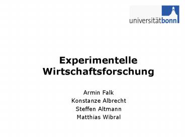 Experimentelle Wirtschaftsforschung