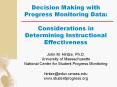Decision Making with Progress Monitoring Data: Considerations in Determining Instructional Effectiveness  John M. Hintze, Ph.D. University of Massachusetts National Center for Student Progress Monitoring hintze@educ.umass.edu www.studentprogress.org PowerPoint PPT Presentation