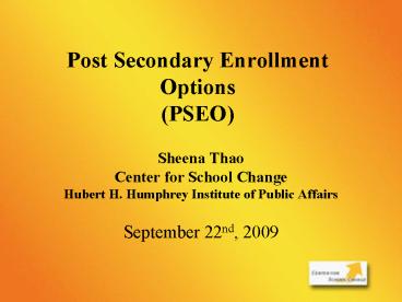 Post Secondary Enrollment Options PSEO
