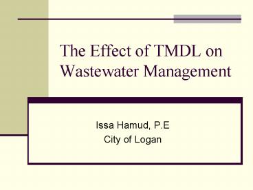 The Effect of TMDL on Wastewater Management