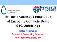 Efficient Automatic Resolution of Encoding Conflicts Using STG Unfoldings