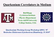 Quarkonium Correlators in Medium
