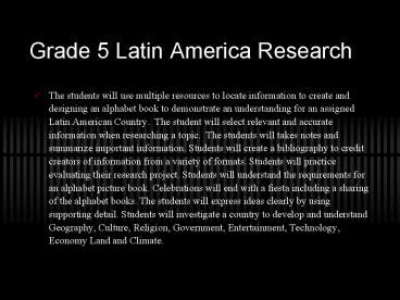 Grade 5 Latin America Research
