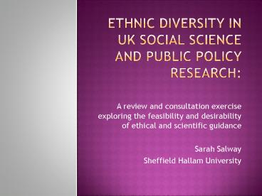 Ethnic diversity in UK social science and public policy research: