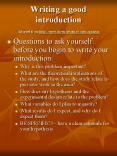 Writing a good introduction Adapted from http://www.thewritesource.com/apa.htm PowerPoint PPT Presentation