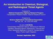 An Introduction to Chemical, Biological, and Radiological Threat Agents