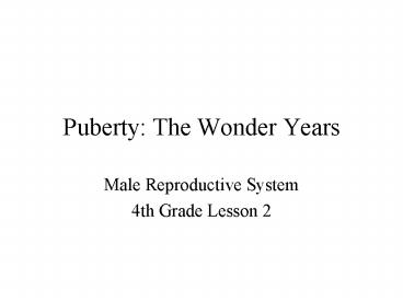 Puberty: The Wonder Years