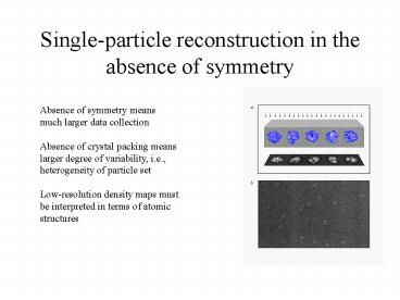 Single-particle reconstruction in the absence of symmetry