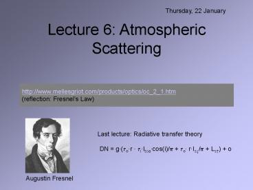 Lecture 6: Atmospheric Scattering