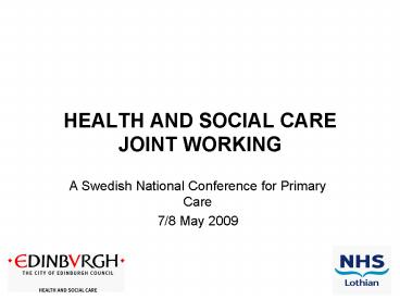 HEALTH AND SOCIAL CARE JOINT WORKING