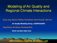 Modeling of Air Quality and Regional Climate Interactions