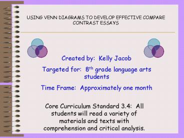 USING VENN DIAGRAMS TO DEVELOP EFFECTIVE COMPARE CONTRAST ESSAYS