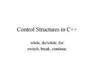 Control Structures in C
