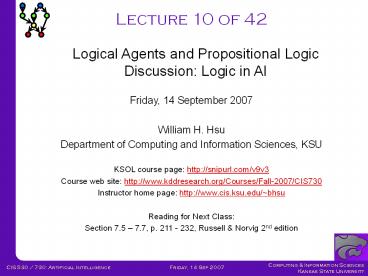 CIS730-Lecture-10-20070914