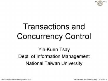 Transactions and Concurrency Control