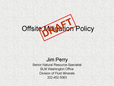 Offsite Mitigation Policy