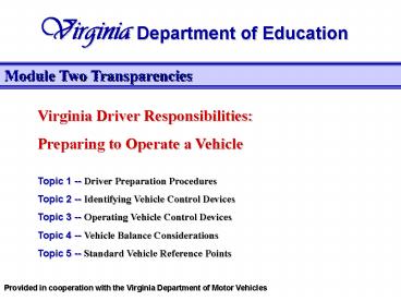 Virginia Driver Responsibilities: