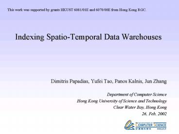 Indexing SpatioTemporal Data Warehouses