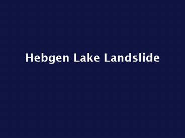 Hebgen Lake Landslide