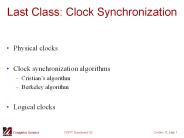 Last Class: Clock Synchronization