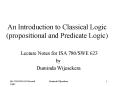 An Introduction to Classical Logic propositional and Predicate Logic PowerPoint PPT Presentation